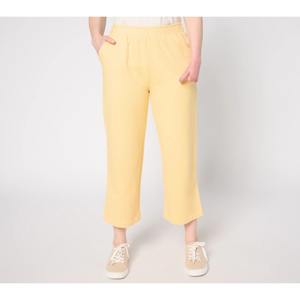 AnyBody Regular French Terry Pants with Pockets Buttercup,S {#373-H